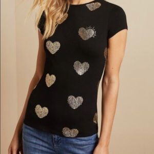 Ted baker black t shirt gold hearts